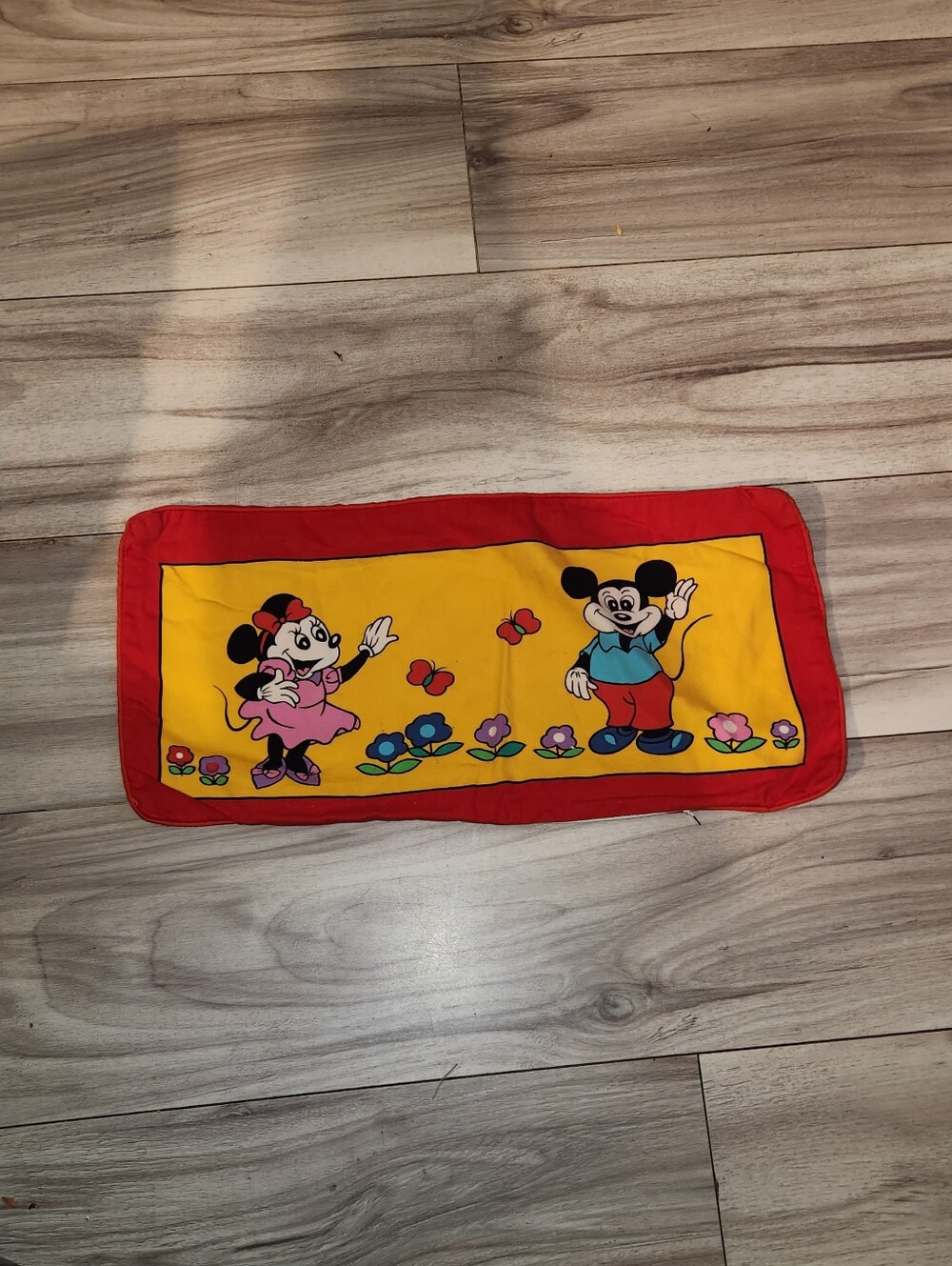 Vintage Disney Throw Pillow Cover Vibrant yellow & Red Border 19"x9"